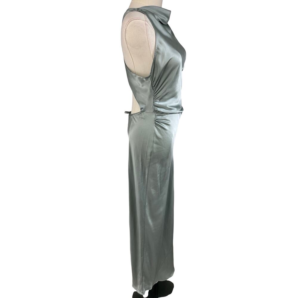 Reformation Anais Silk Maxi Dress Aquamarine Open Back Gown Size 6 - Picture 5 of 8